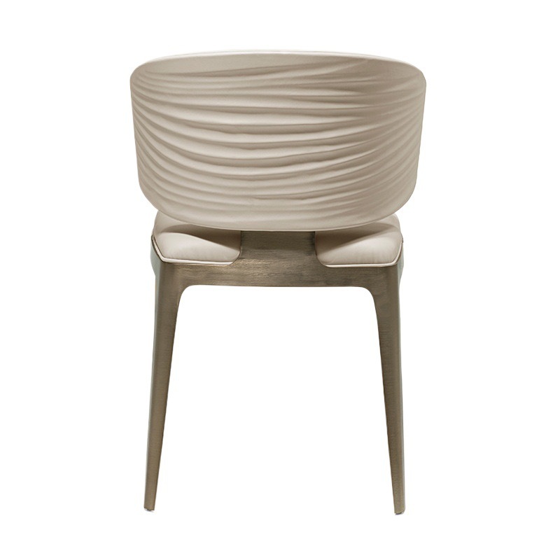 实心不锈钢轻奢餐椅家用意式波纹靠背椅舒适餐厅现代简约洽谈椅子