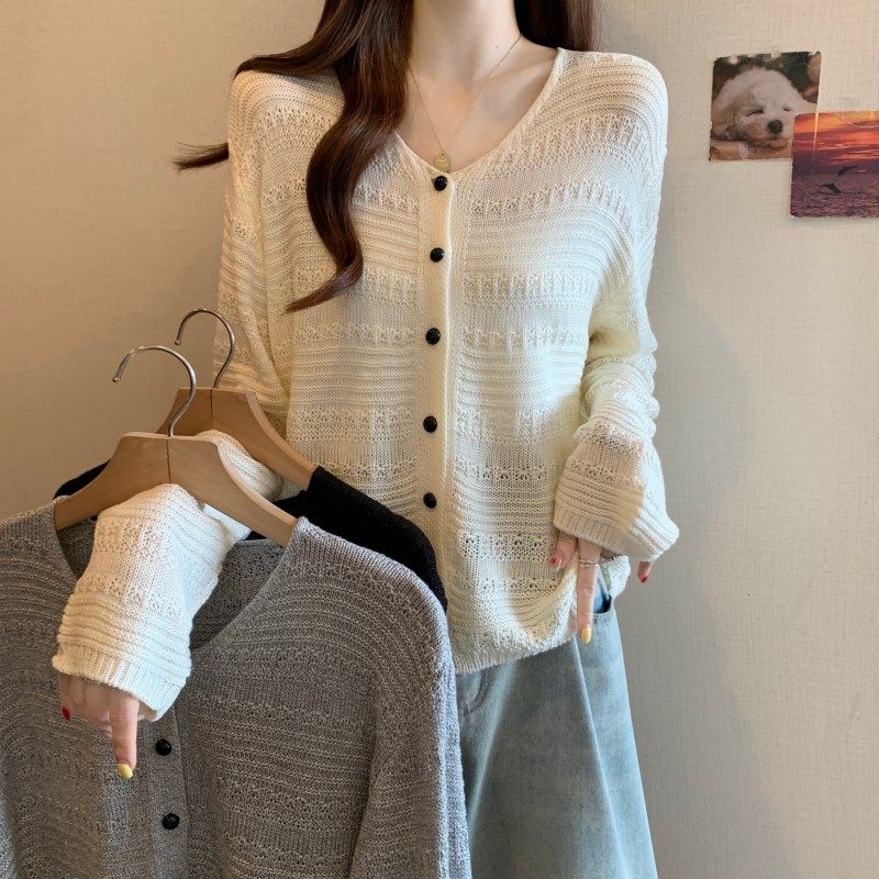 大码女装2025秋季新款时尚百搭V领简约长袖开衫上衣针织衫毛衣潮,淘宝优惠券,粉丝福利购,淘宝优惠卷
