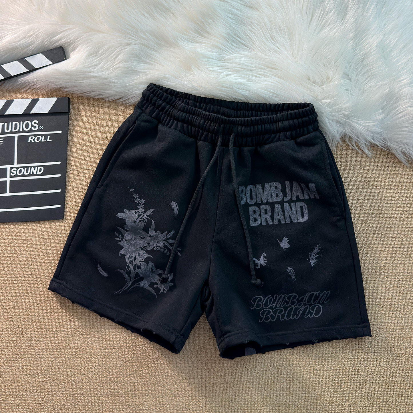 390克加厚毛圈花卉印花休闲短裤男士夏季高街潮牌宽松四分裤子女,淘宝优惠券,粉丝福利购,淘宝优惠卷