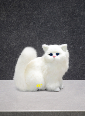 真皮毛纯手工仿真波斯猫咪 高档礼品饰品工艺品家居装饰摆件道具