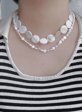 简约小众设计感贝壳圆片短款项链