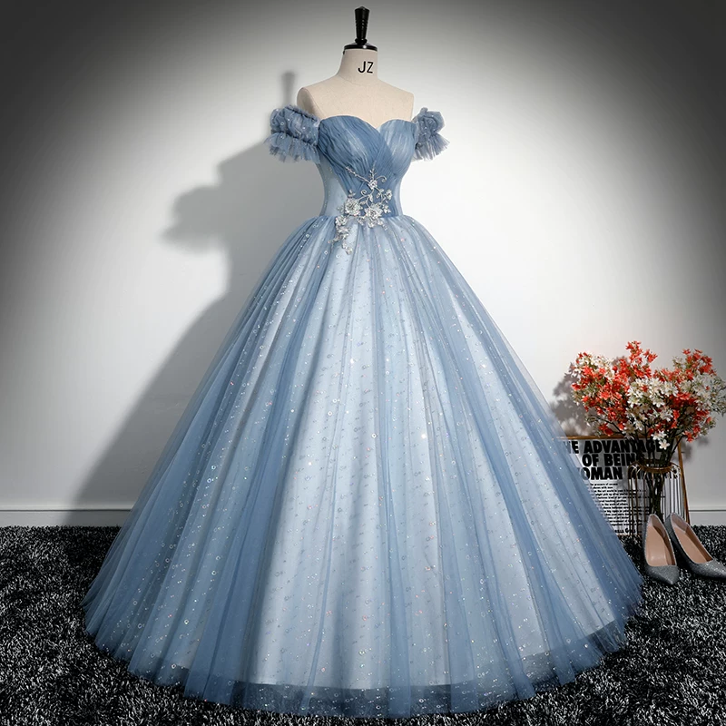 Evening dress for students, suit, open shoulders, tutu skirt