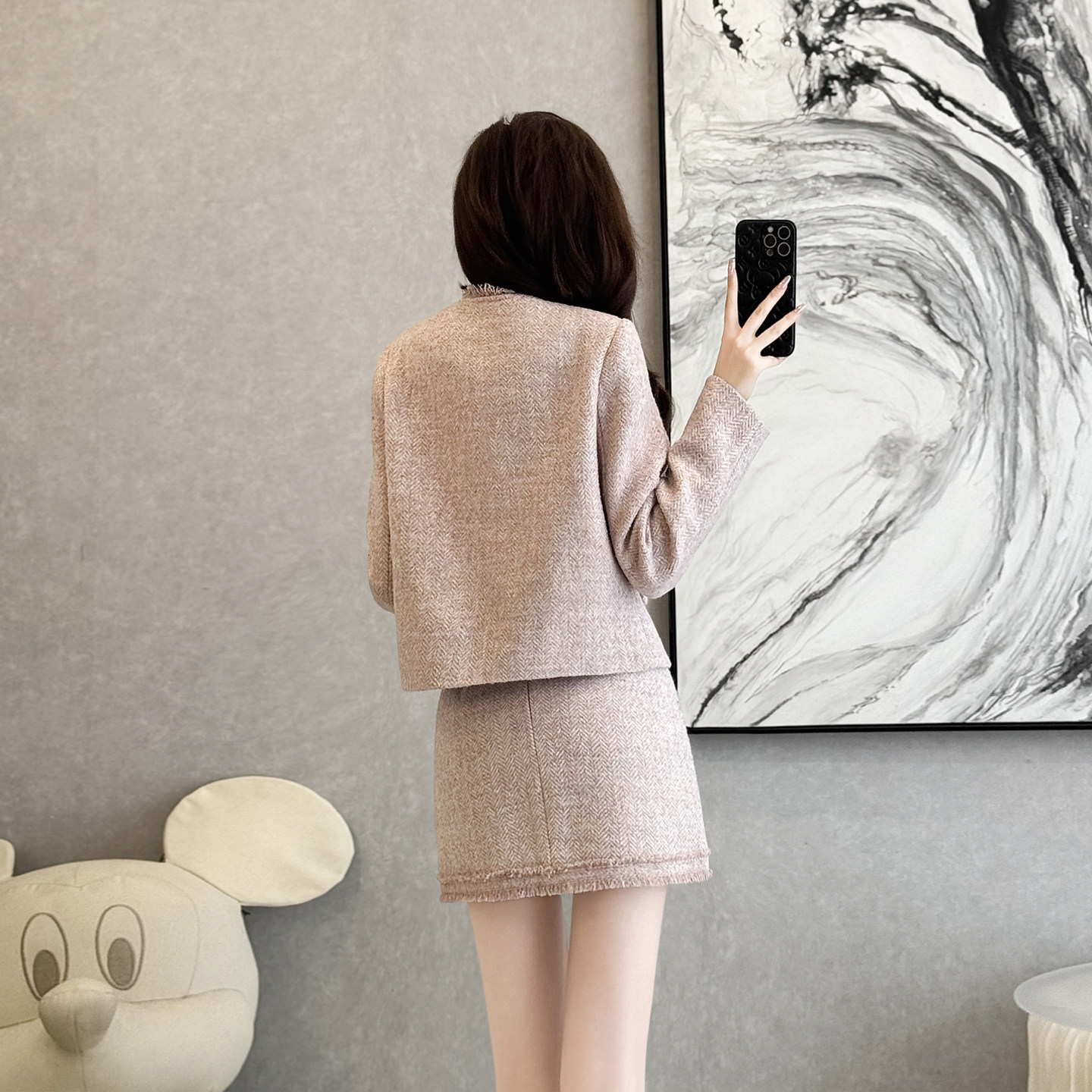 名媛小香风套装女秋冬季新款流苏短外套半身裙洋气高级感两件套,淘宝优惠券,粉丝福利购,淘宝优惠卷