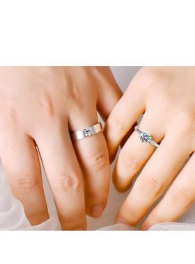 仿真男女情侣一对钻戒指1克拉钻活口调戒婚礼婚庆仪式对戒订婚戒