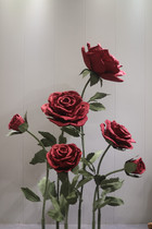 Large Paper Art Dark Red Wine Red Rose Giant Flower Wedding Props Arrangement Decorated Shop Windows Commercial Beauty Chen
