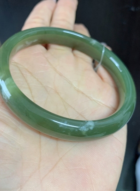 【圣诞特惠】天然和田玉手镯 内径59mm 宽10mm牛油果绿送证书