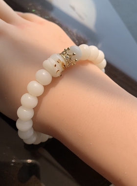 【520】百搭款白玉菩提苹果珠手链 招财猫搭配高品小皇冠
