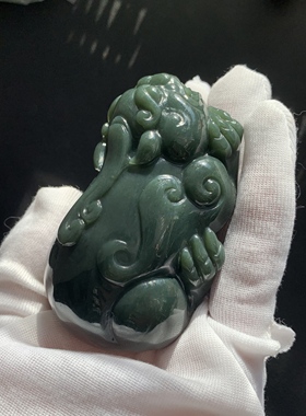 天然和田玉貔貅手把件青玉男女招CAI尺寸约83*52重量310克