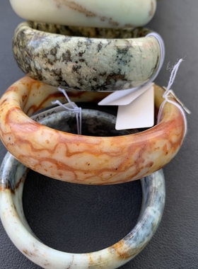 【能盘透】天然岫玉可盘辽阳草花手镯轮胎宽镯花玉瑕疵一物一图