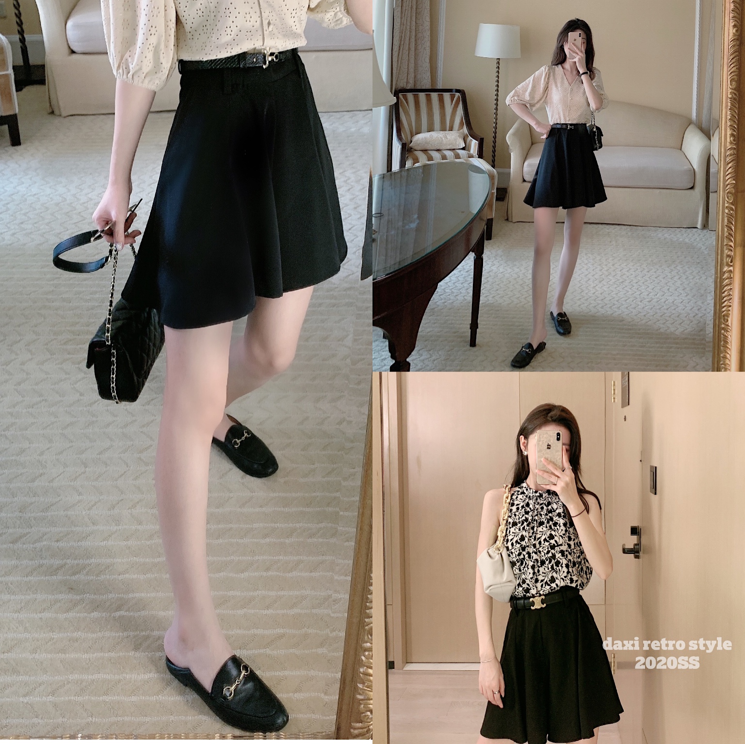 大喜自制独立复古女装大喜自制半身裙女夏季新款潮通勤高腰百搭裤裙【雨伞裤裙】0