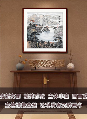 纯手绘聚宝盆斗方玄关书房保值作