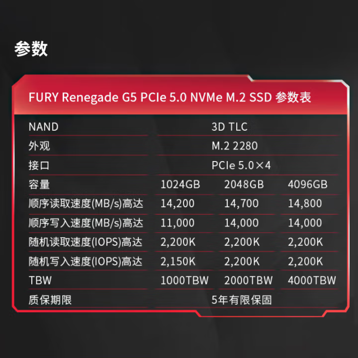 金士顿官方旗舰店 叛逆者SSD固态硬盘 M.2接口(NVMe PCIe 5.0×4) - 图0