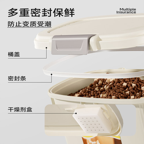 猫粮储存桶狗粮密封桶防潮宠物粮食存储20斤40斤大容量狗狗储粮桶 - 图0