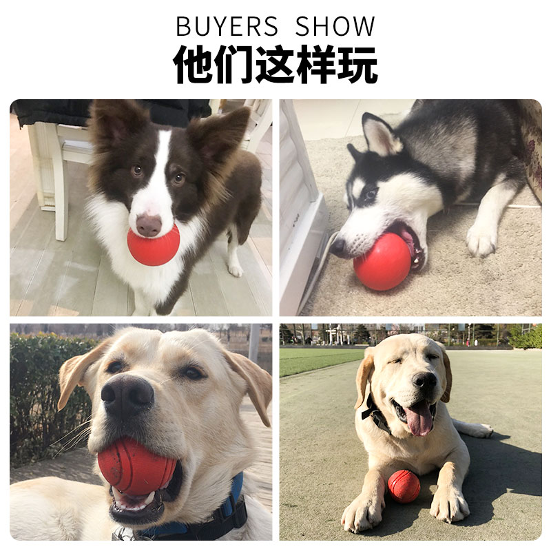 狗狗玩具耐咬球小狗幼犬边牧金毛宠物磨牙自嗨解闷实心弹力橡胶球 - 图0