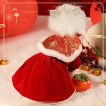 Kitty clothes autumn and winter warm cloth occasionally Chinese New Year festive Little cat Winter Winter Pets Winter Dogs New Year Skirts