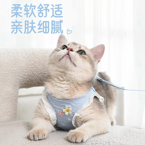 猫咪牵引绳防挣脱外出专用背心式不勒脖小猫猫幼猫胸背带遛猫绳子 - 图3