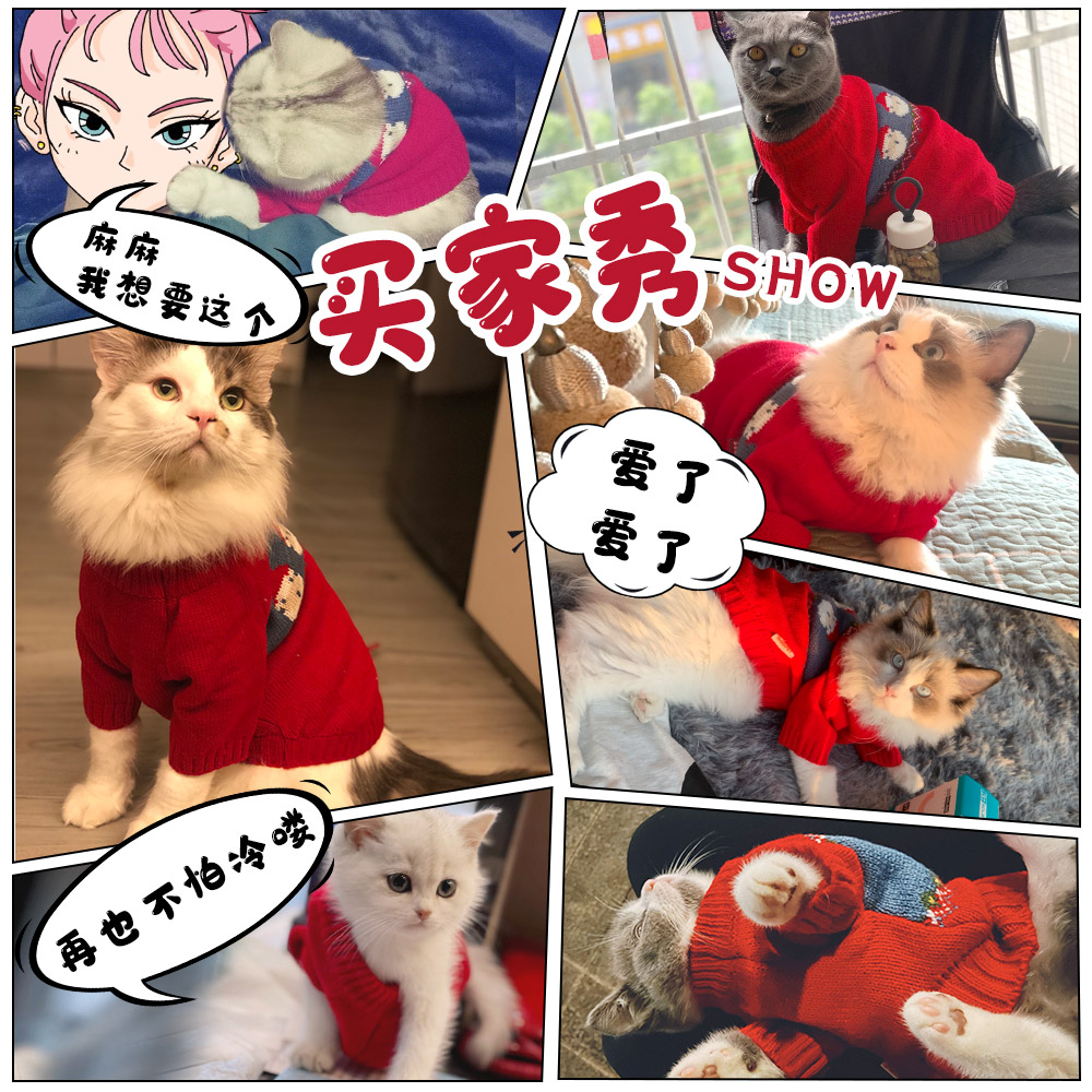 猫咪衣服冬天毛衣新年冬季保暖布偶猫防掉毛秋冬宠物猫猫过年冬装 - 图3