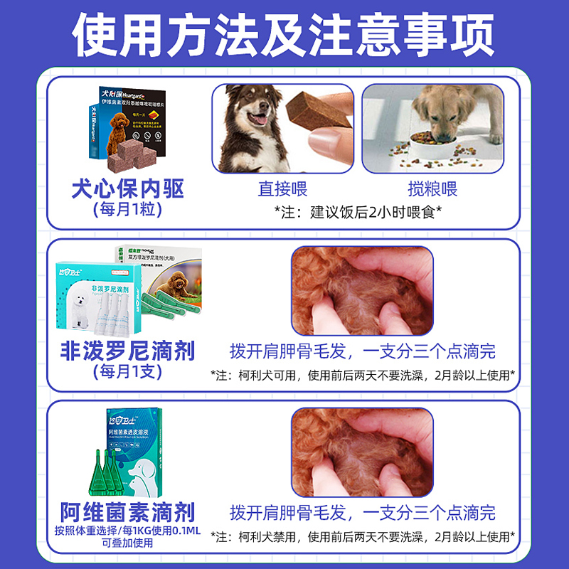 犬心保小型犬体内狗泰迪犬用福来恩滴剂体外驱虫药狗狗体内外一体