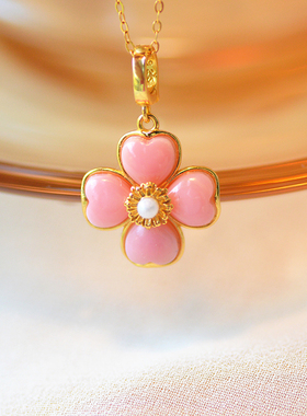 天然女王贝爱心粉贝戒指耳钉套装