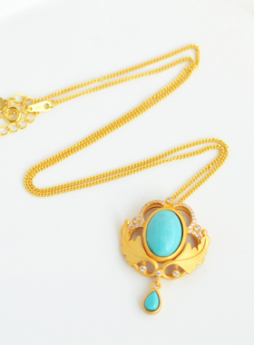 轻奢唯美风翅膀绿松石磨砂项链