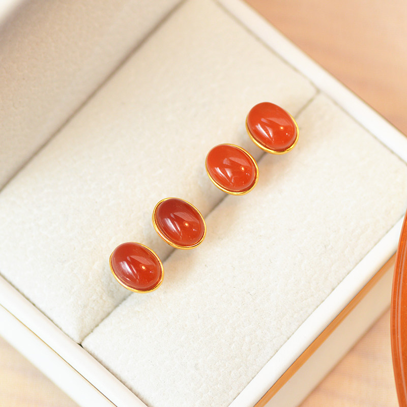 天然南红玛瑙绿松石925银纯银厚镀金耳钉哑光磨砂水滴鹿角防过敏,淘宝优惠券,粉丝福利购,淘宝优惠卷