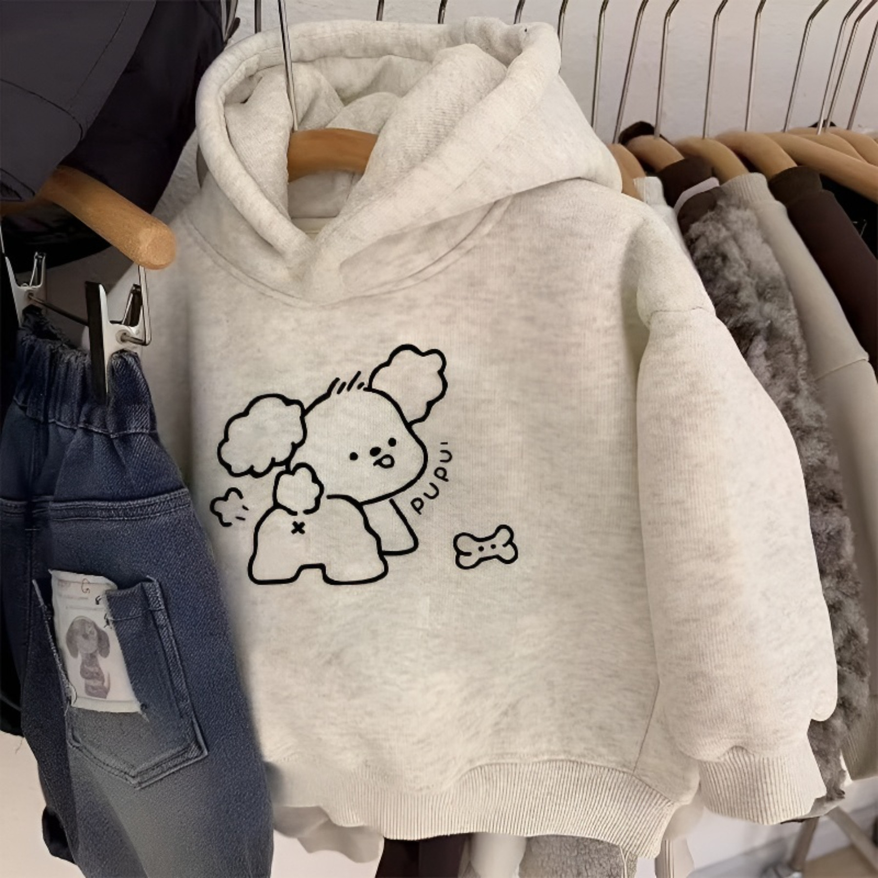 Children's style all-in-one velvet thickened warm top