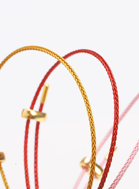 1.5mm超细防水钢丝绳手链八字扣可调节长短穿3D小孔珠红手绳