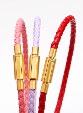 3.0周家红色牛皮手绳马卡龙色系可穿转运珠本命年红绳百搭精致