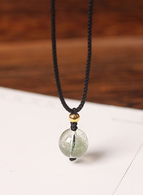 天然绿幽灵水晶吊坠男女款