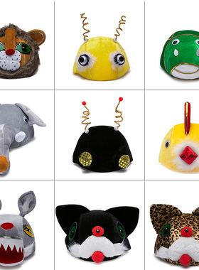 儿童头饰小猫乌龟蝌蚪袋鼠狼大象熊猫黄鹂鸟蜗牛企鹅动物帽子道具