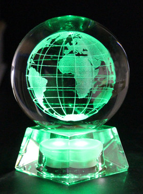 水晶球玻璃3D内雕地球仪创意家居摆件毕业季教师节送老师定制logo