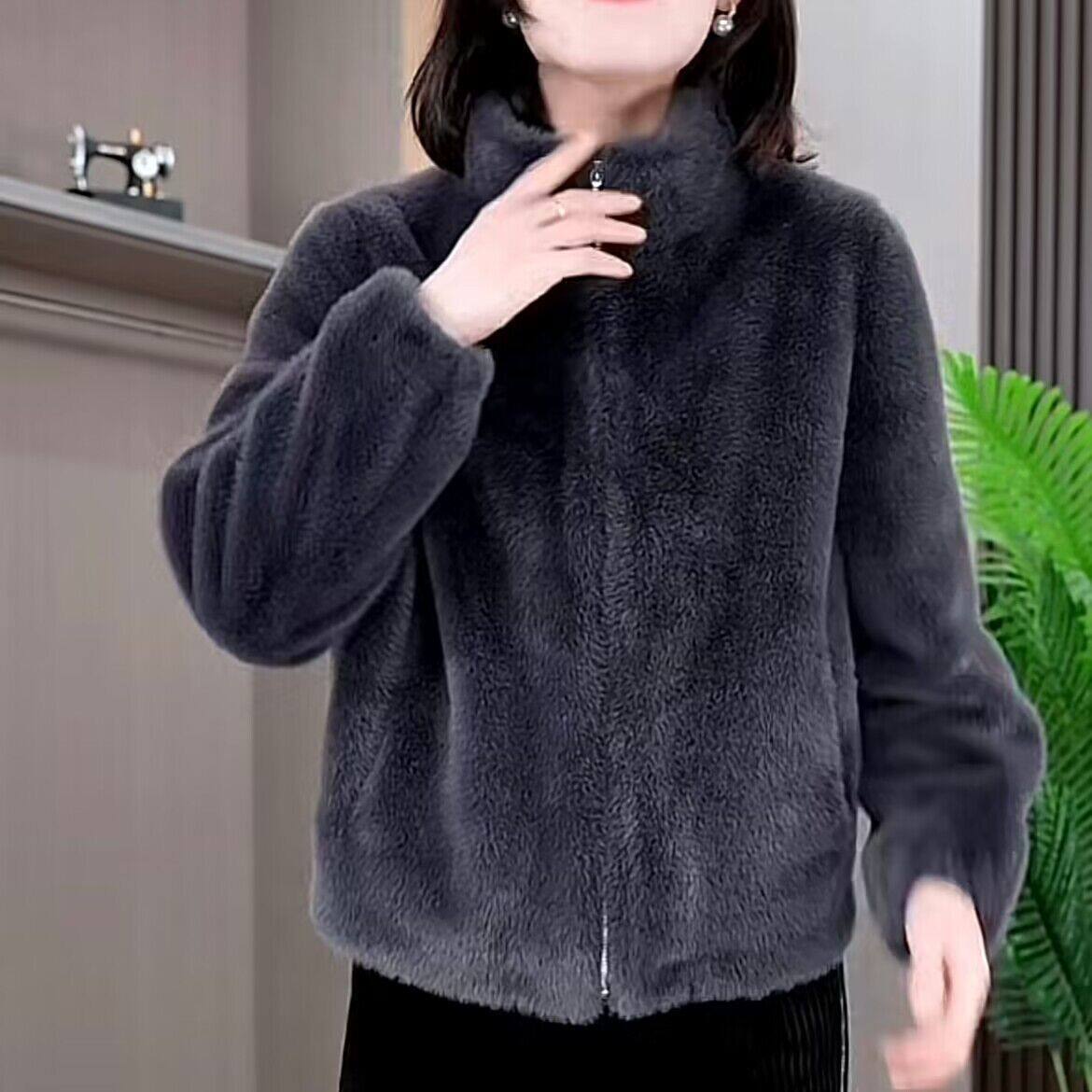 秋冬双面绒立领短外套女2025新款抓绒保暖开衫上衣百搭休闲外搭潮,淘宝优惠券,粉丝福利购,淘宝优惠卷