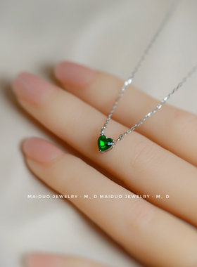 S925银小绿5mm爱心锁骨链显白