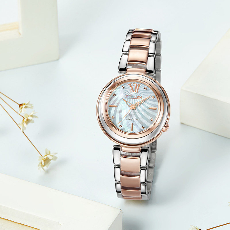 西铁城日本官方正品时尚贝母表盘女 西铁城手表日韩腕表