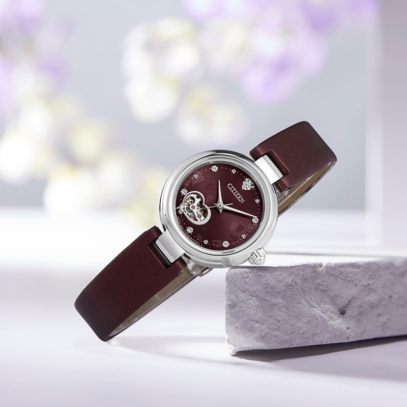 西铁城日本官方正品紫藤花心型镂空 西铁城手表日韩腕表