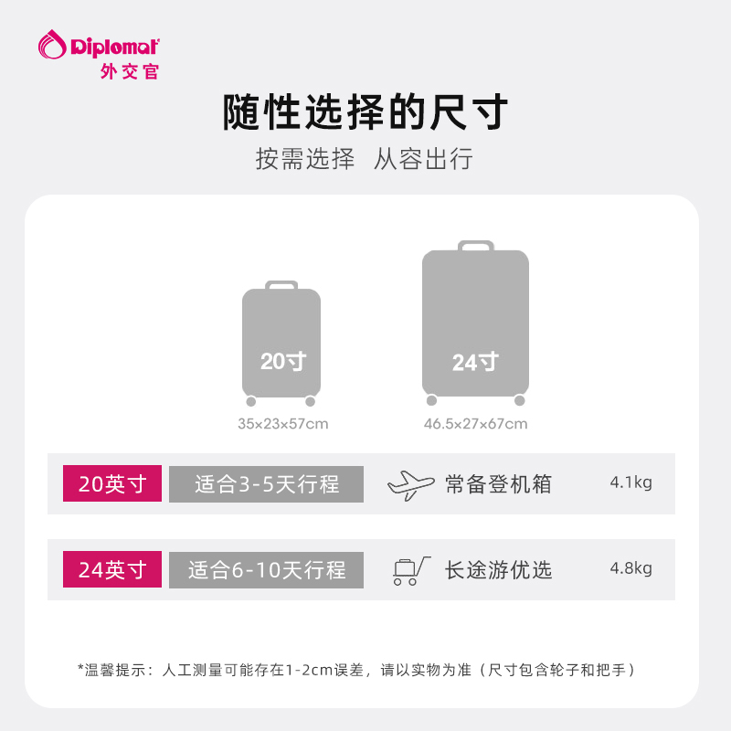 diplomat外交官行李箱拉杆箱旅行箱男旅行箱密码箱女登机箱20英寸 - 图3