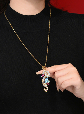 伊泰莲娜合金仿水晶动物女毛衣链