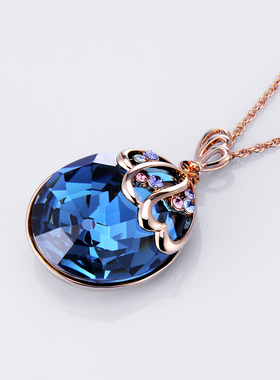 伊泰莲娜合金蓝色仿水晶女项链