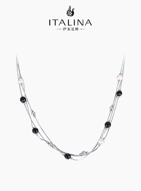 伊泰莲娜珍珠黑玛瑙多层银项链