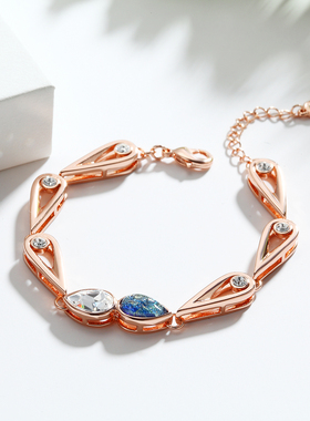 礼盒包装 伊泰莲娜镂空仿半宝手链女 轻奢小众高级感金色手链配饰