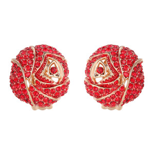 伊泰莲娜蔷薇蜜语红色复古时髦无耳洞气质耳夹施华洛世奇元素