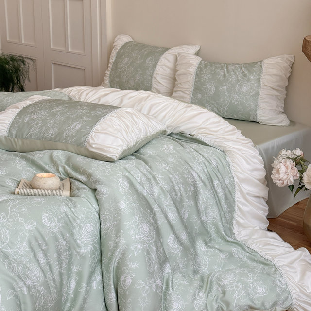 Moonlight lover French spring and summer orchid tentacle bed sheets four-piece set silky soft naked sleeping cool quilt cover bedding