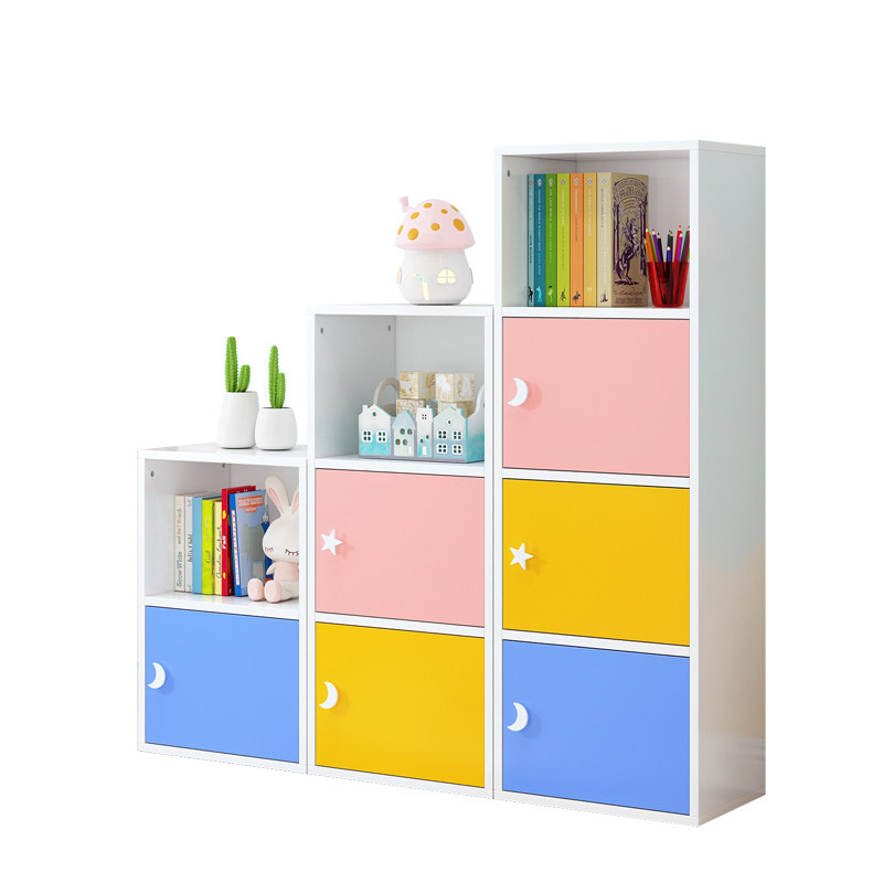 儿童书柜简易经济型组合书柜楼梯下格子储物柜小书柜带门收纳实木,淘宝优惠券,粉丝福利购,淘宝优惠卷