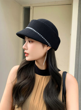 2024新款马术帽子女时尚洋气百搭鸭舌帽女夏季轻薄透气防晒帽
