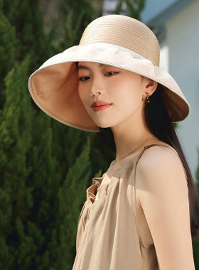 2026新款遮阳帽子女海边沙滩帽透气防晒渔夫帽大檐盆帽太阳帽