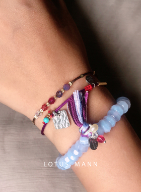 A级奶油紫色蓝玉髓小流苏手链女 限量品路塔斯曼