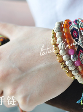 红玛瑙与桃色玉石菩提高密手链