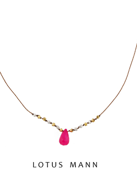 芭比.荧光粉红玛瑙项链