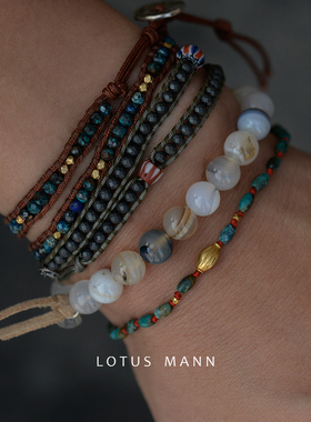 两圈琉璃珠925银编织手链