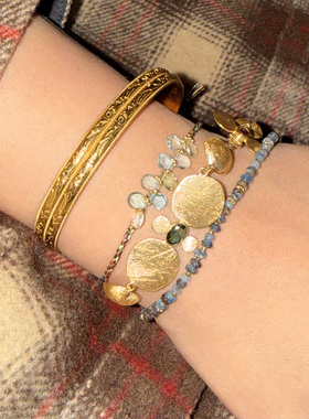 伊甸.四叶草.碧玺手工磨砂镀金工匠系列进口保色厚金手链